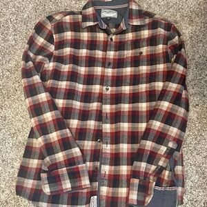 Men's Plaid Button-Down Shirt - Red, Black, Cream